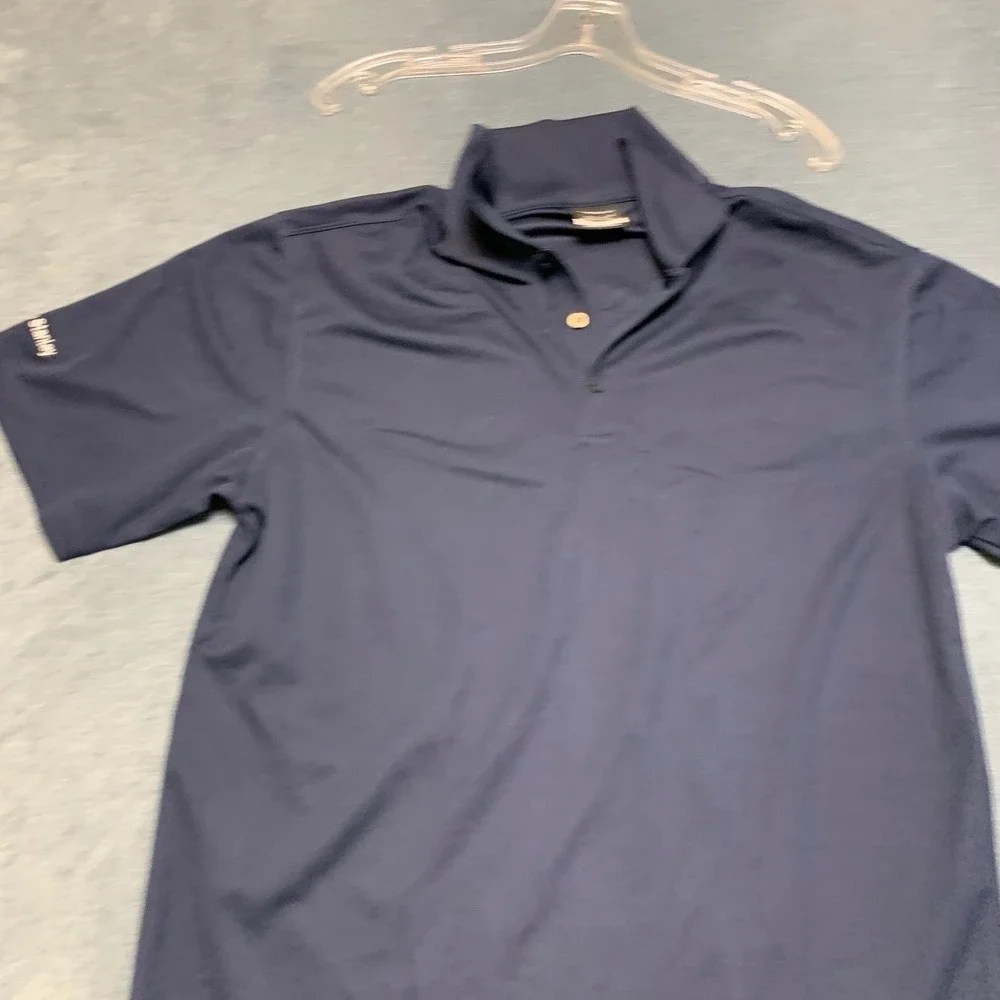 Nike Dri-Fit Polo Shirt Mens Medium Navy Blue Logo Short Sleeve Golf Performance